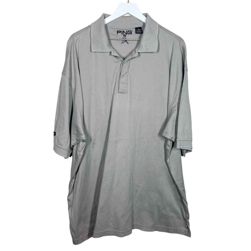 PING Mens Mercerized Cotton Tan Taupe Short Sleeve Golf Polo Shirt Size XXL